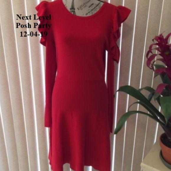INC International Concepts Dresses & Skirts - INC RED COLD SHOULDER L/S SWEATER DRESS SIZE XL